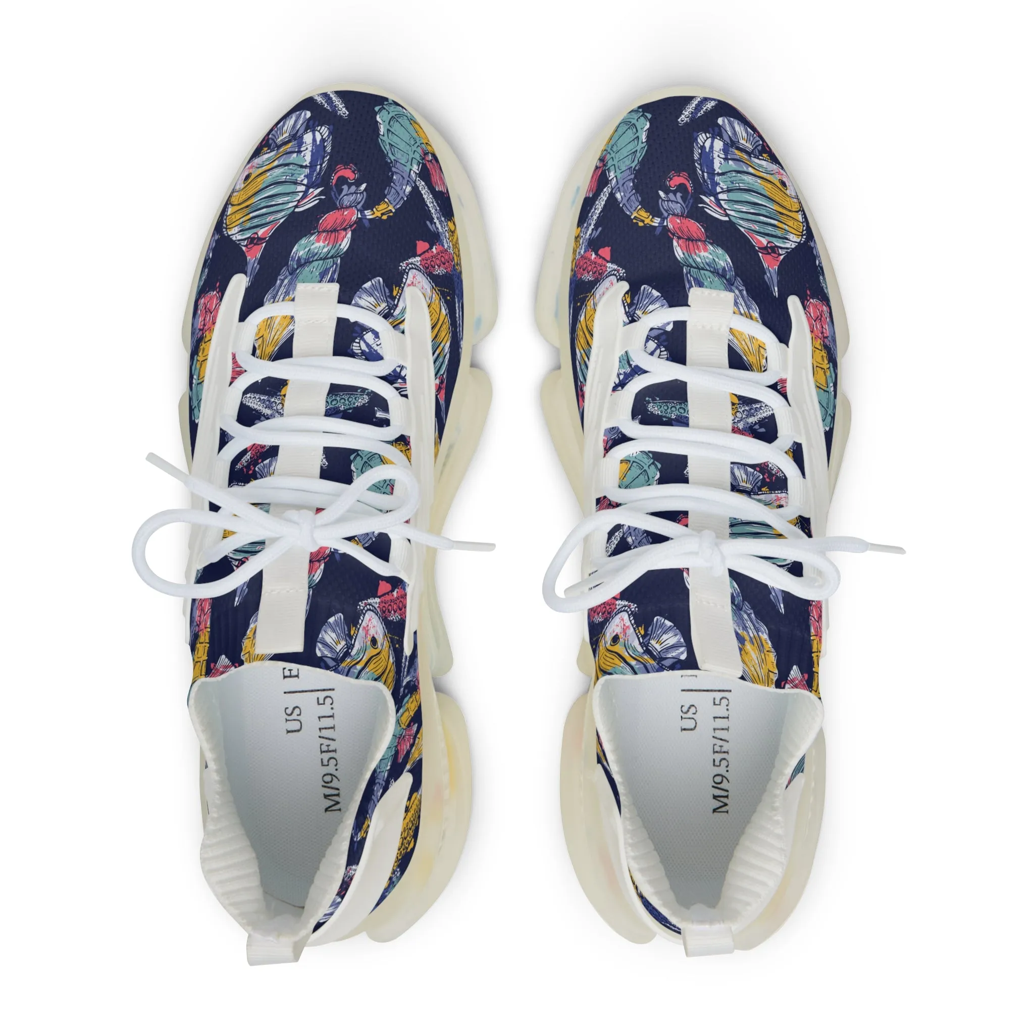 Colorful Fish and Seahorse Men's Mesh Sneakers