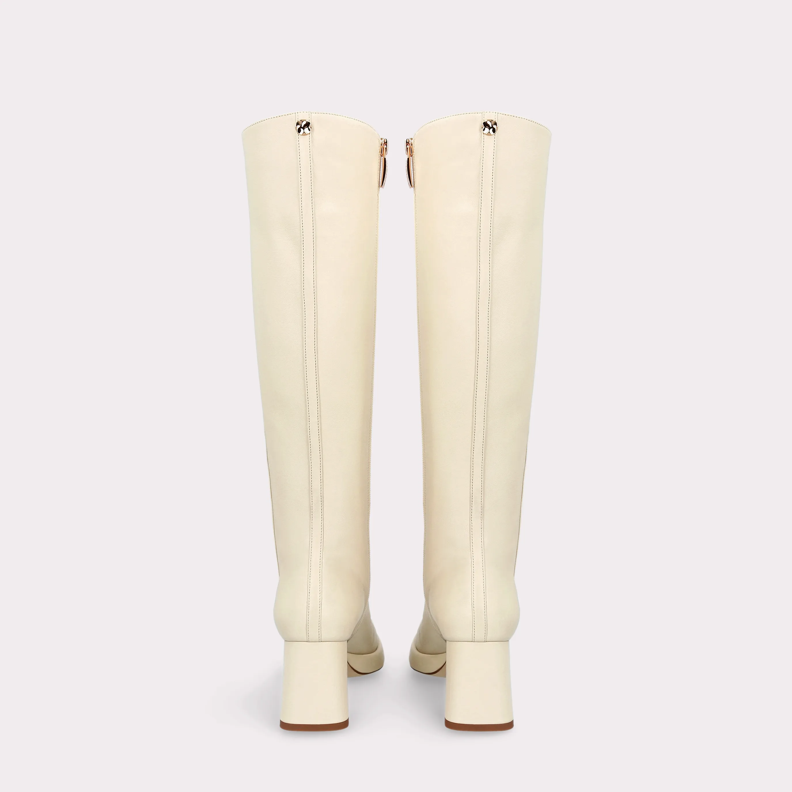 CONNIE 01 IVORY SMOOTH LEATHER PLATFORM BOOTS