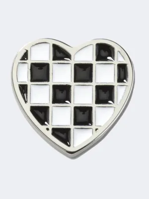 Crocs Checkerboard Heart Unisex Lifestyle Pins Black/White/Silver