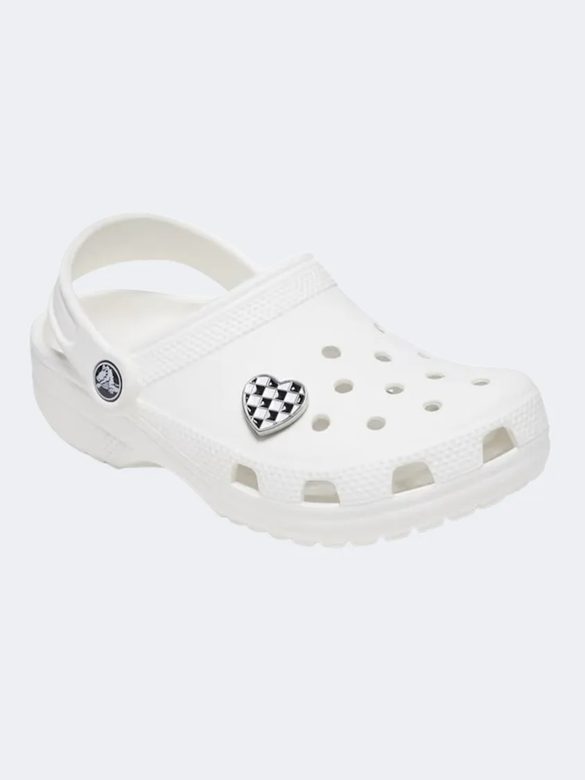Crocs Checkerboard Heart Unisex Lifestyle Pins Black/White/Silver