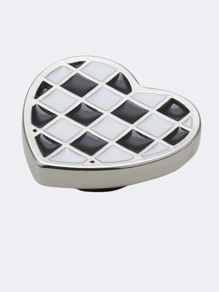 Crocs Checkerboard Heart Unisex Lifestyle Pins Black/White/Silver