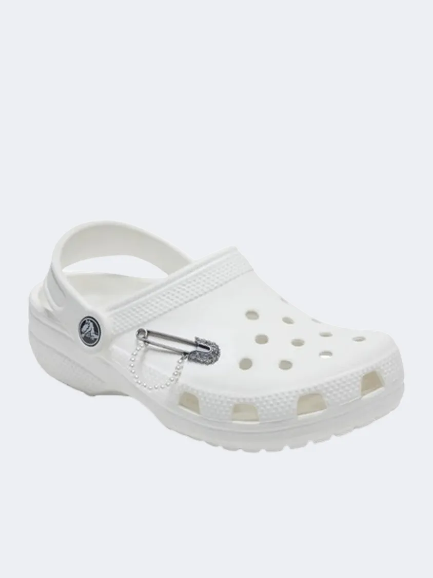 Crocs Pearl Chain Safety Pin Unisex Lifestyle Pins Silver