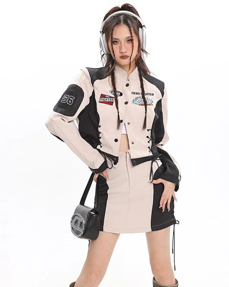 Cyberpunk Racing Two Piece Skirt Set