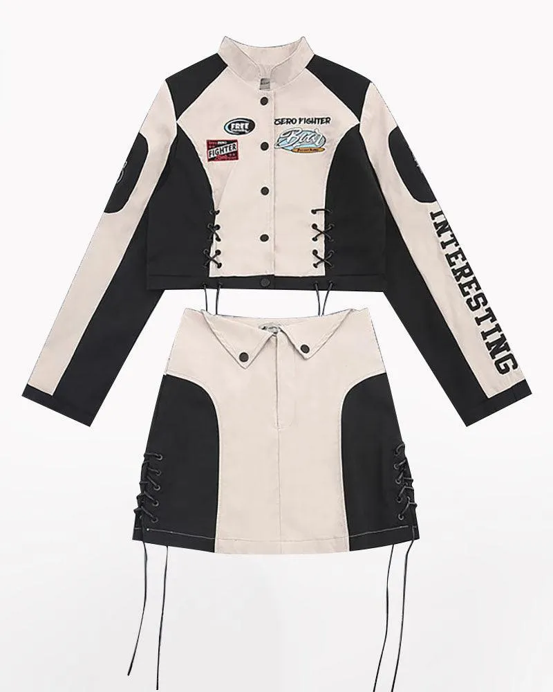 Cyberpunk Racing Two Piece Skirt Set