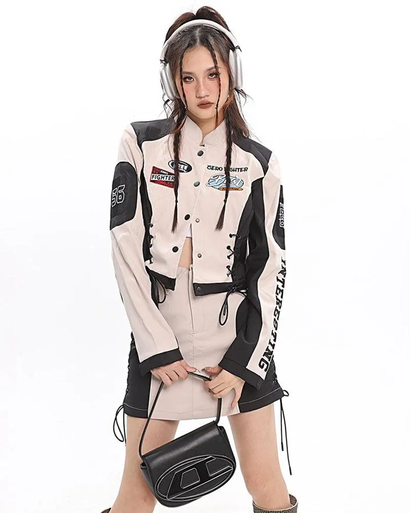 Cyberpunk Racing Two Piece Skirt Set