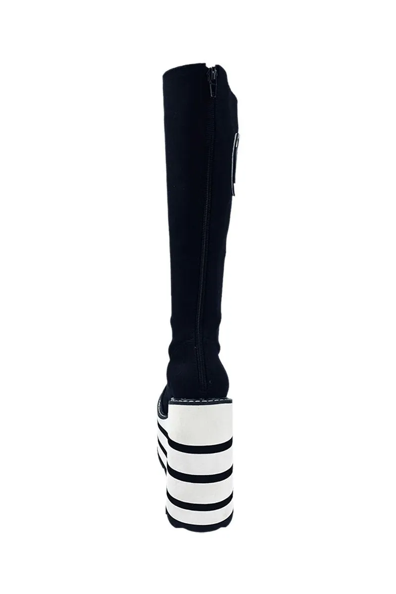 Detention Heart Platform Boots [BLACK/WHITE]