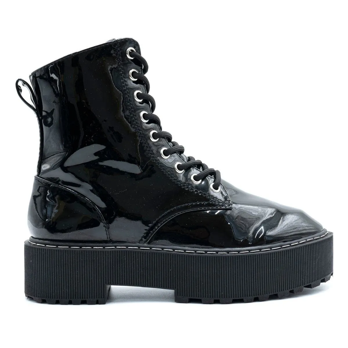 Divided Platform Ankle Boots Leather Black Colour For Women