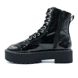Divided Platform Ankle Boots Leather Black Colour For Women