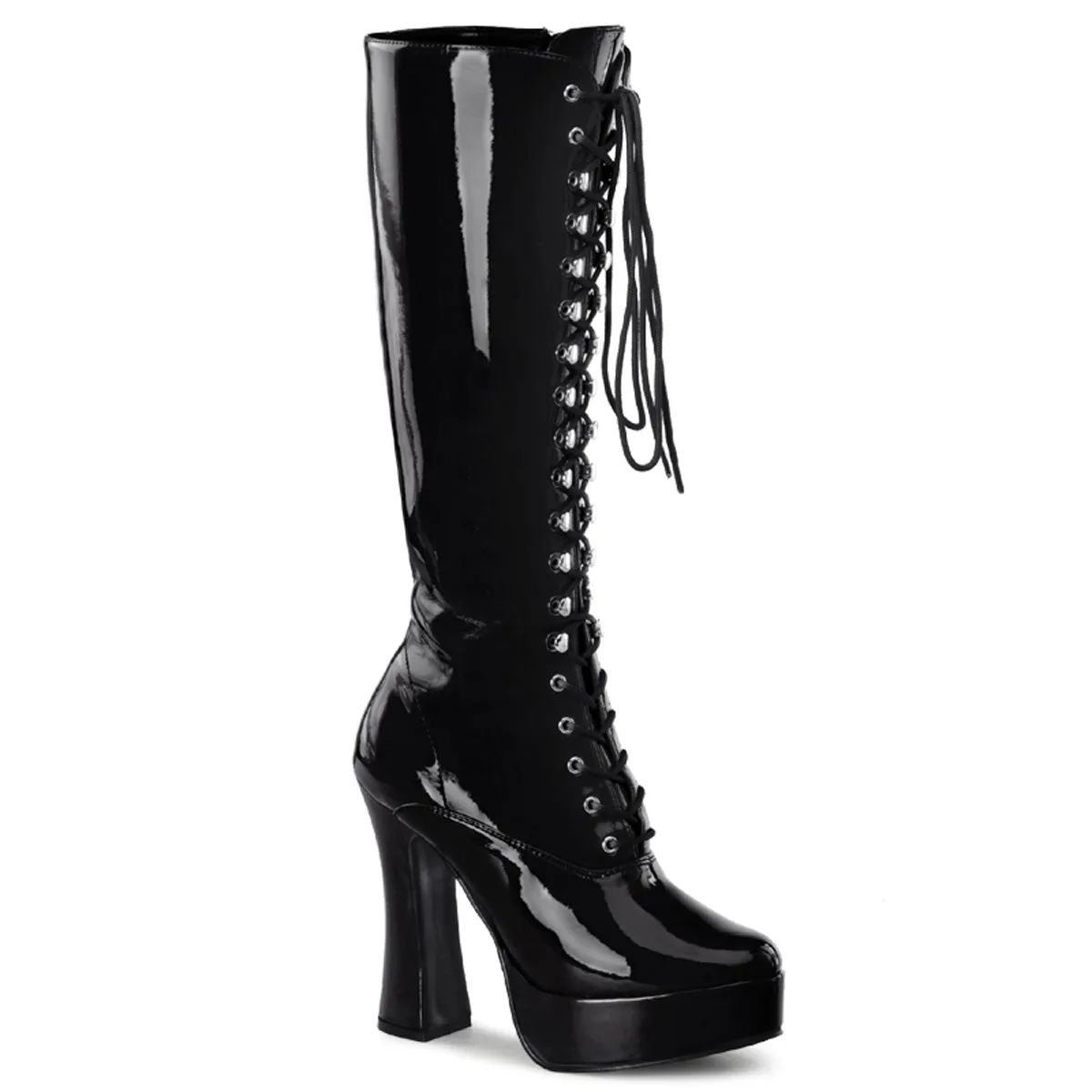 ELECTRA-2020 Lace Up Black Patent Gogo Costume Boots