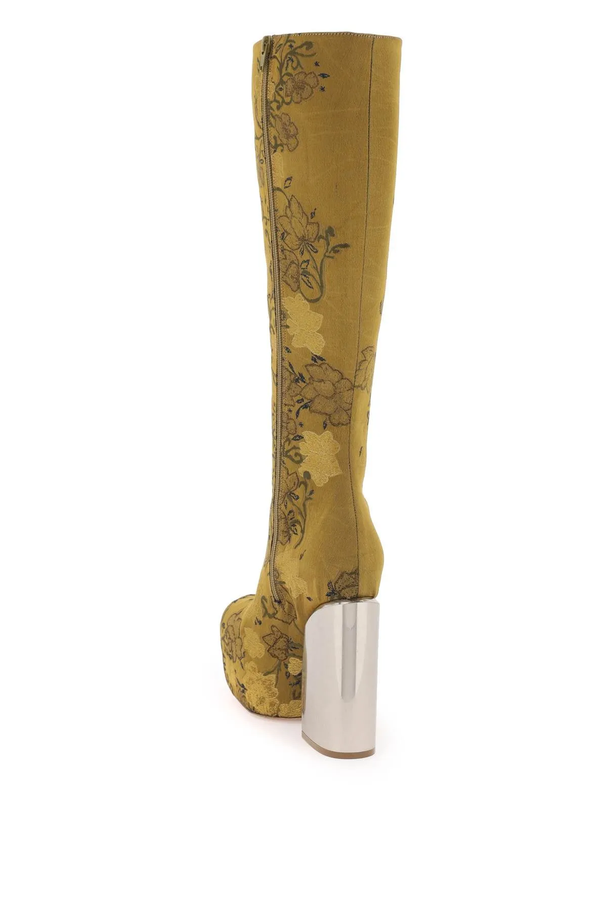 embroidered jacquard high boots