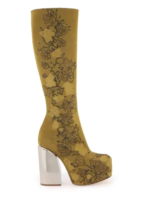embroidered jacquard high boots