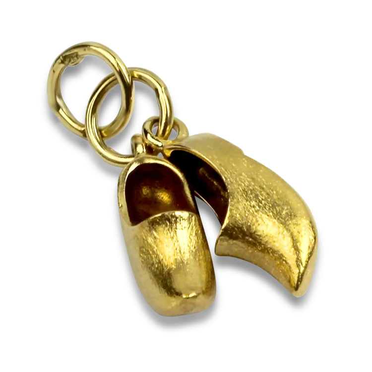 Estate 18K Yellow Gold Pair of Clogs Charm
