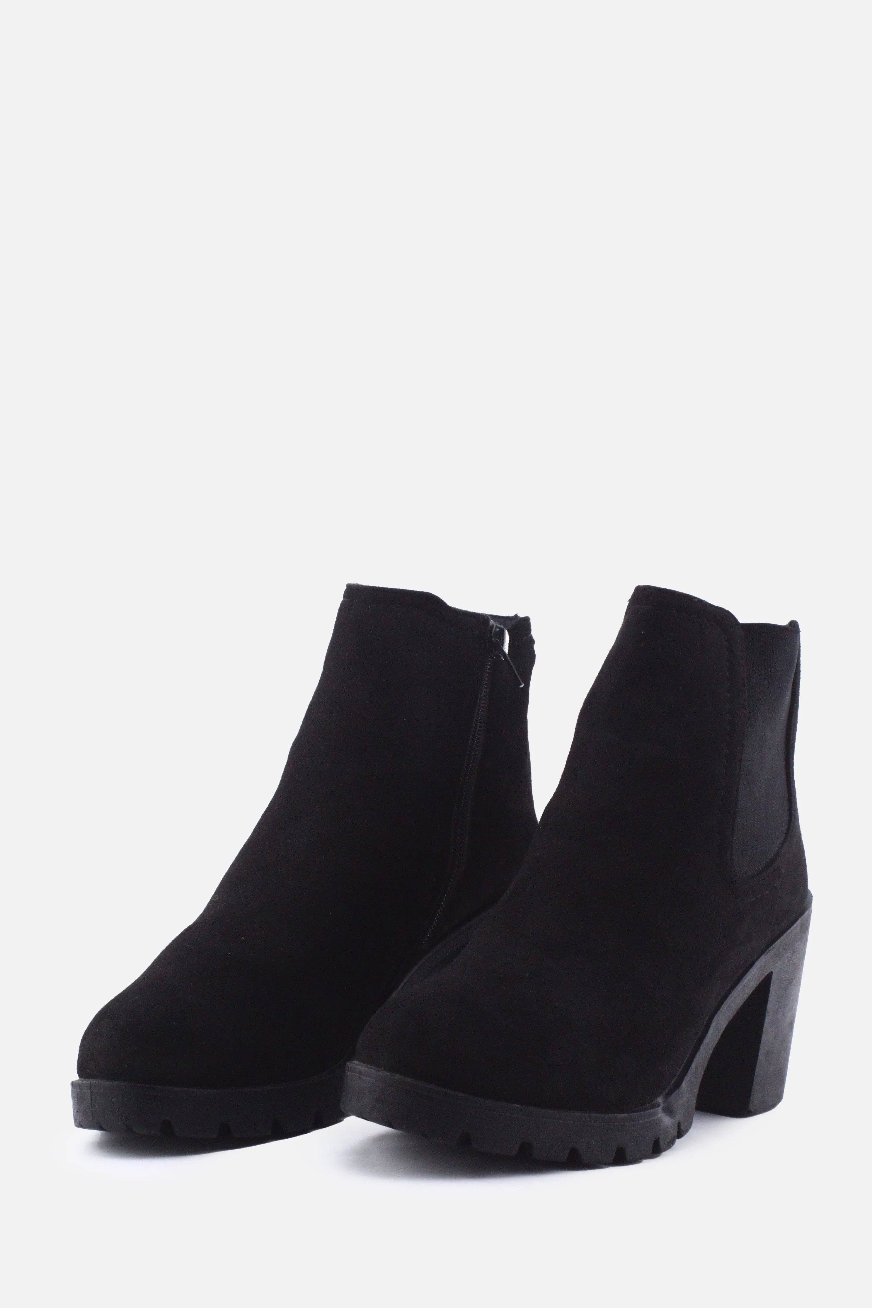 European Brand Stretchable Zipper Platform Boots | Suede
