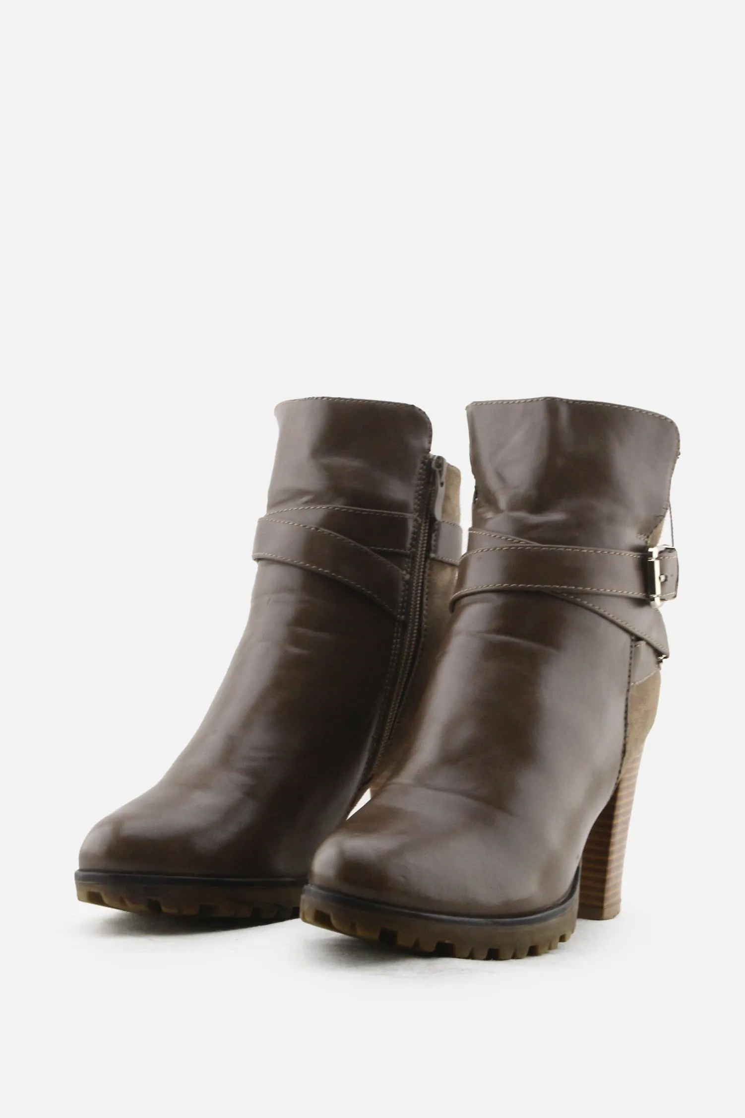 European Brand Zipper Buckle Straps Platform Boots | 100% Authentic Leather