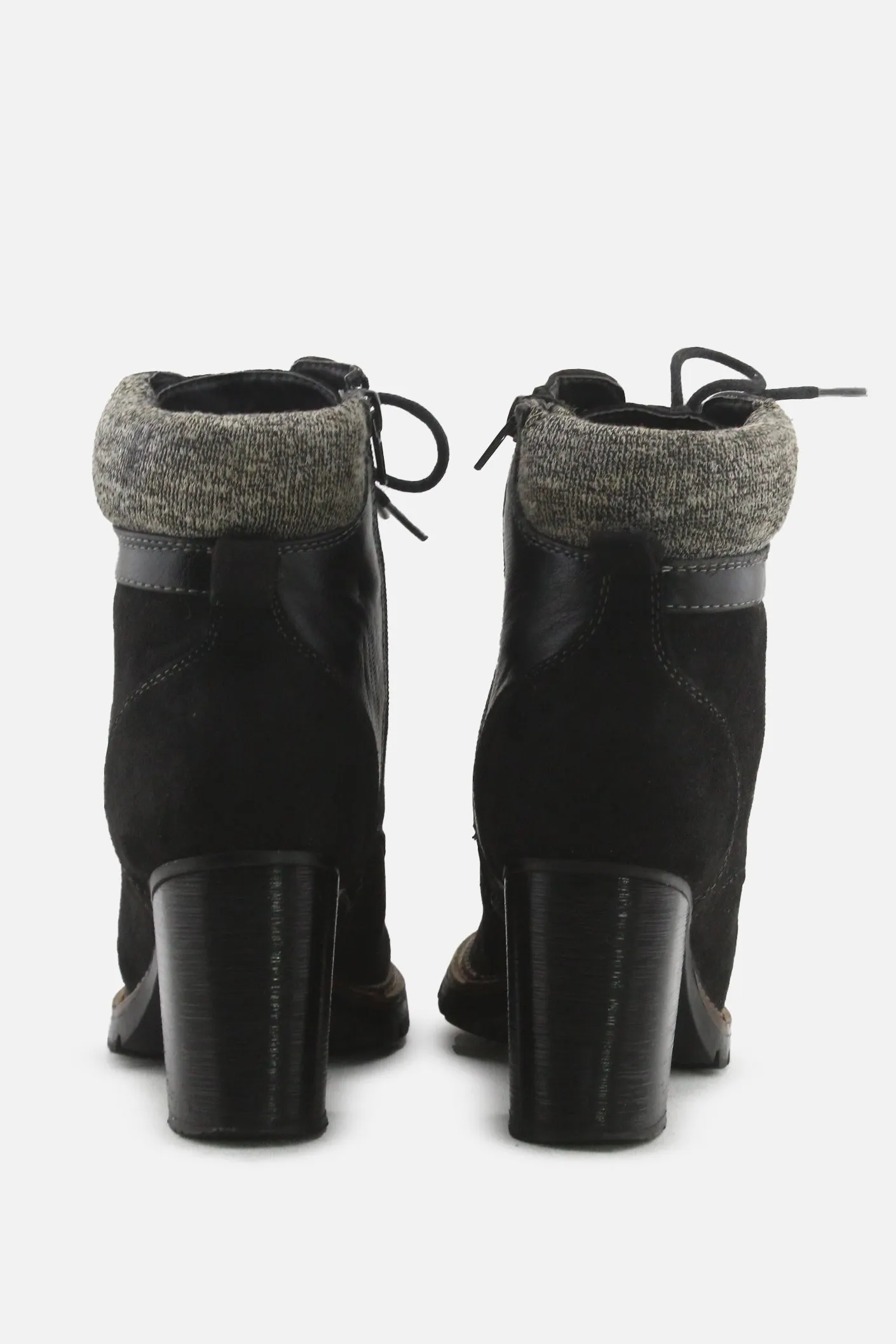 European Brand Zipper Laces Block Heels Platform Boots | Suede