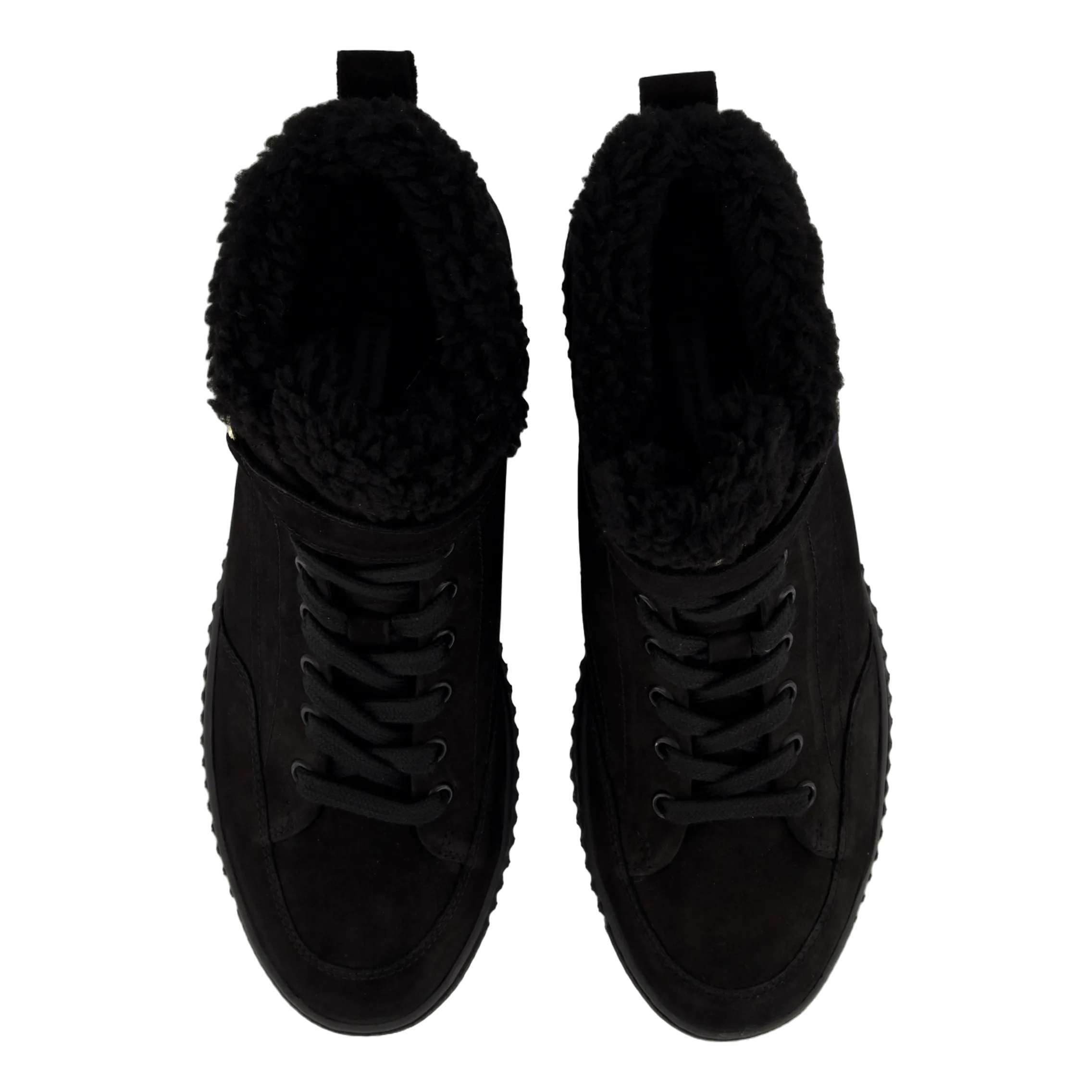 Faux Fur Nubuck Low Lace-up Black