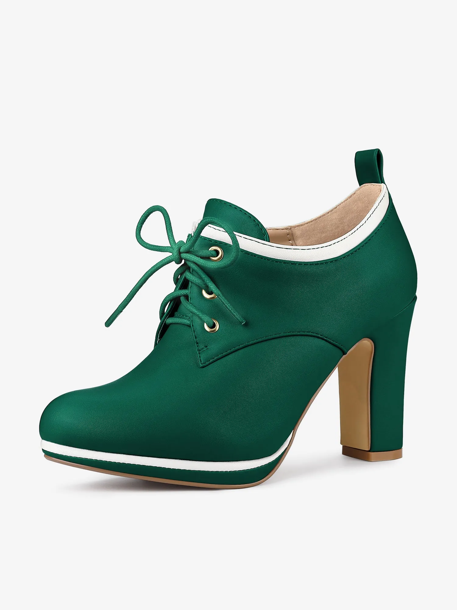 Faux Leather Platform Lace Up Chunky Heel Ankle Boots
