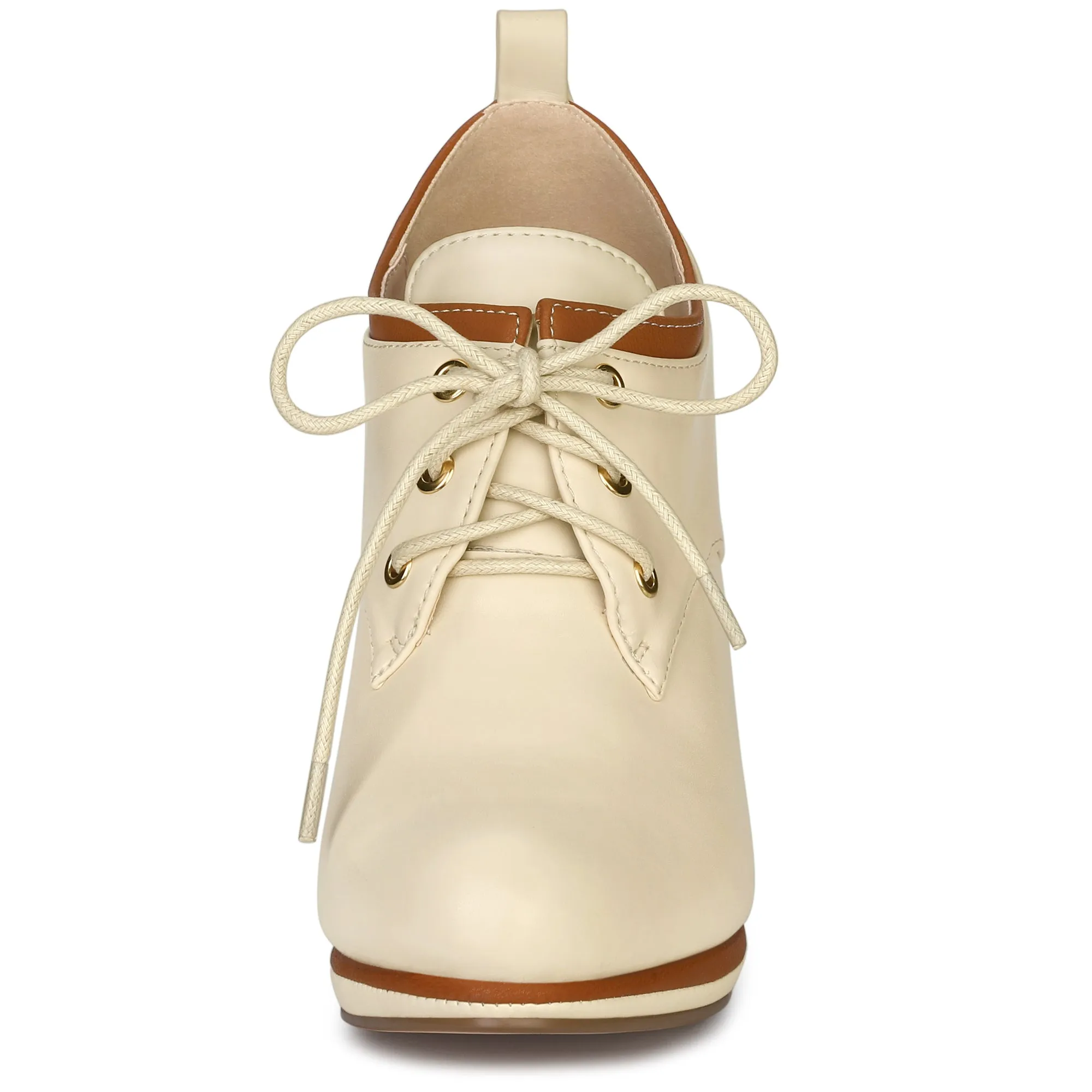 Faux Leather Platform Lace Up Chunky Heel Ankle Boots