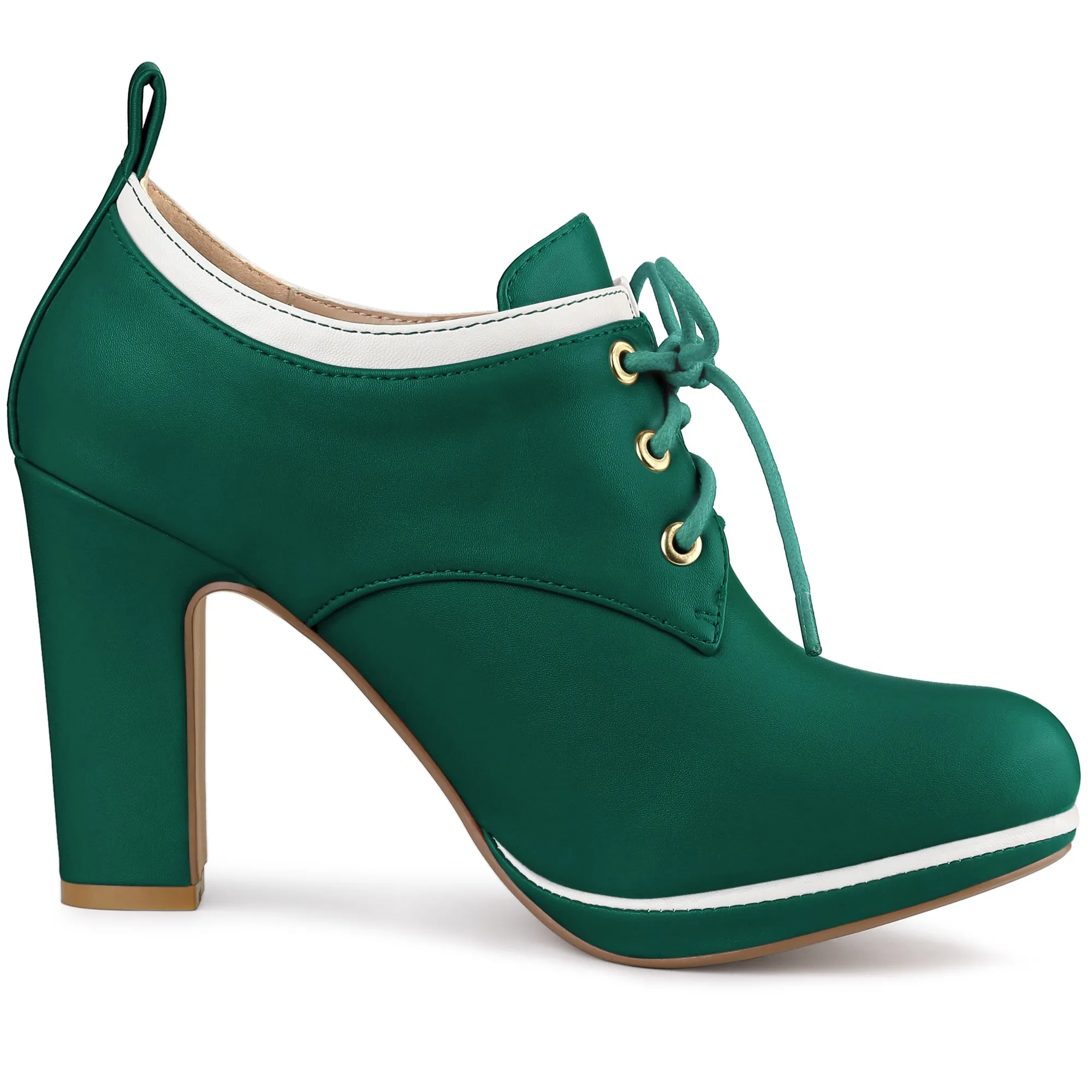 Faux Leather Platform Lace Up Chunky Heel Ankle Boots