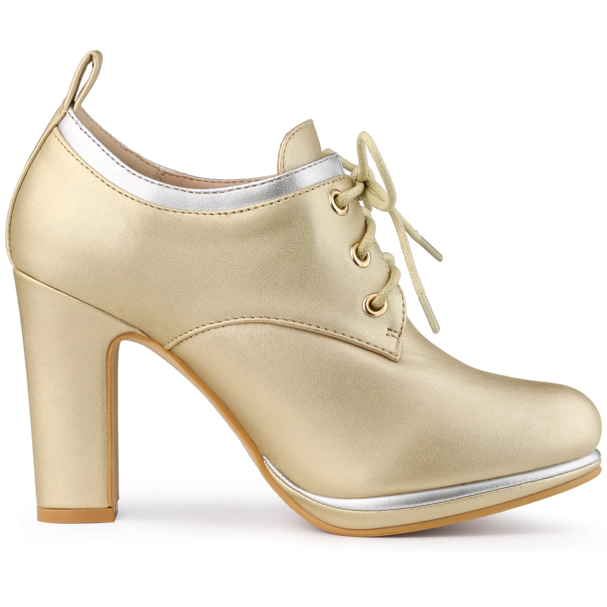 Faux Leather Platform Lace Up Chunky Heel Ankle Boots