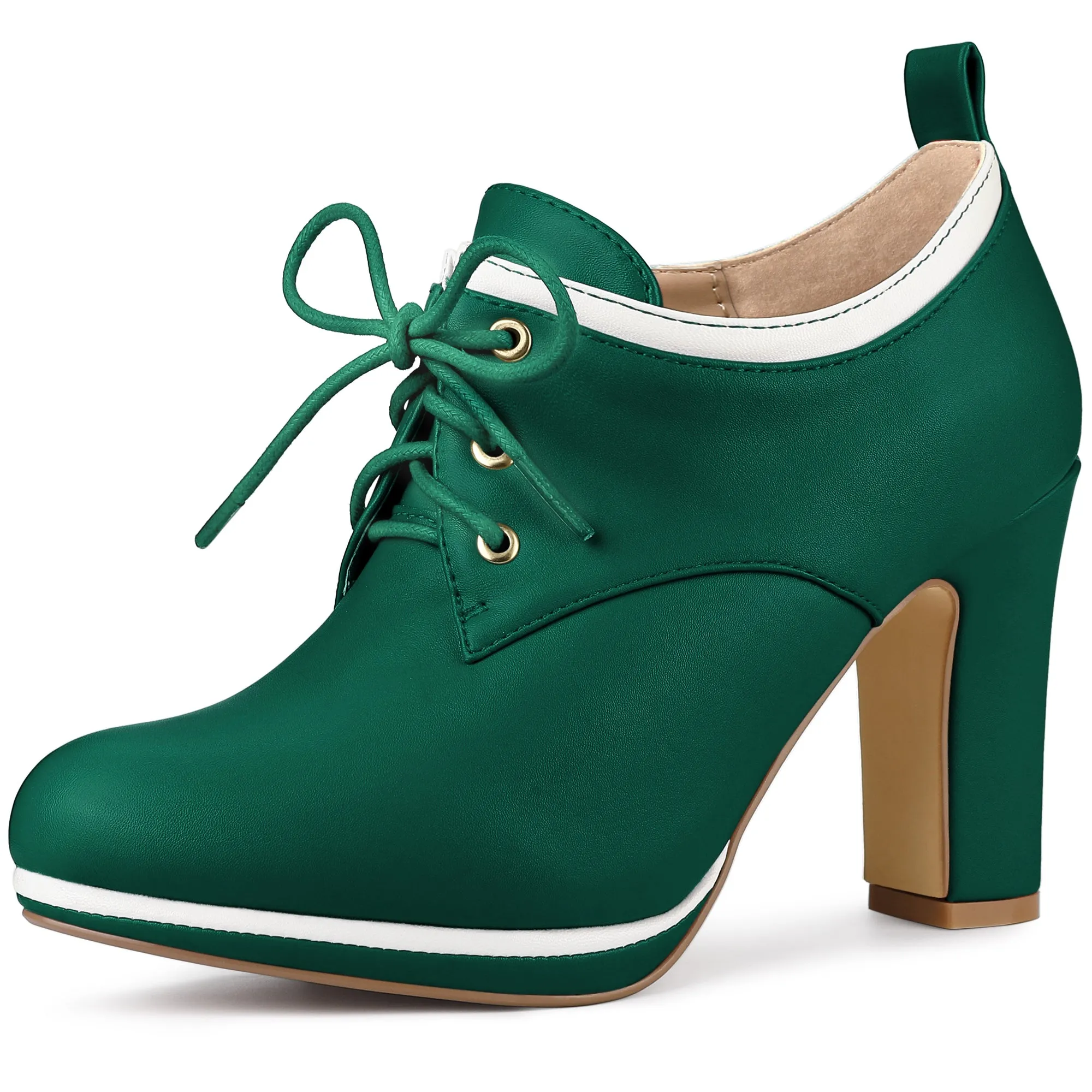 Faux Leather Platform Lace Up Chunky Heel Ankle Boots