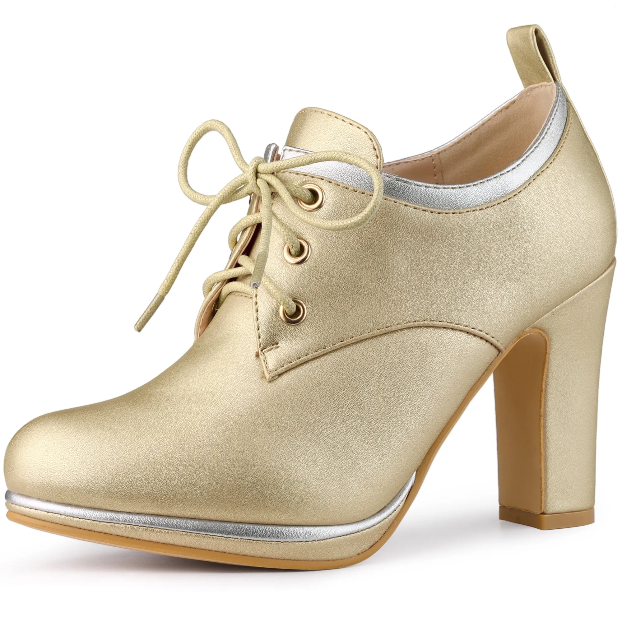 Faux Leather Platform Lace Up Chunky Heel Ankle Boots