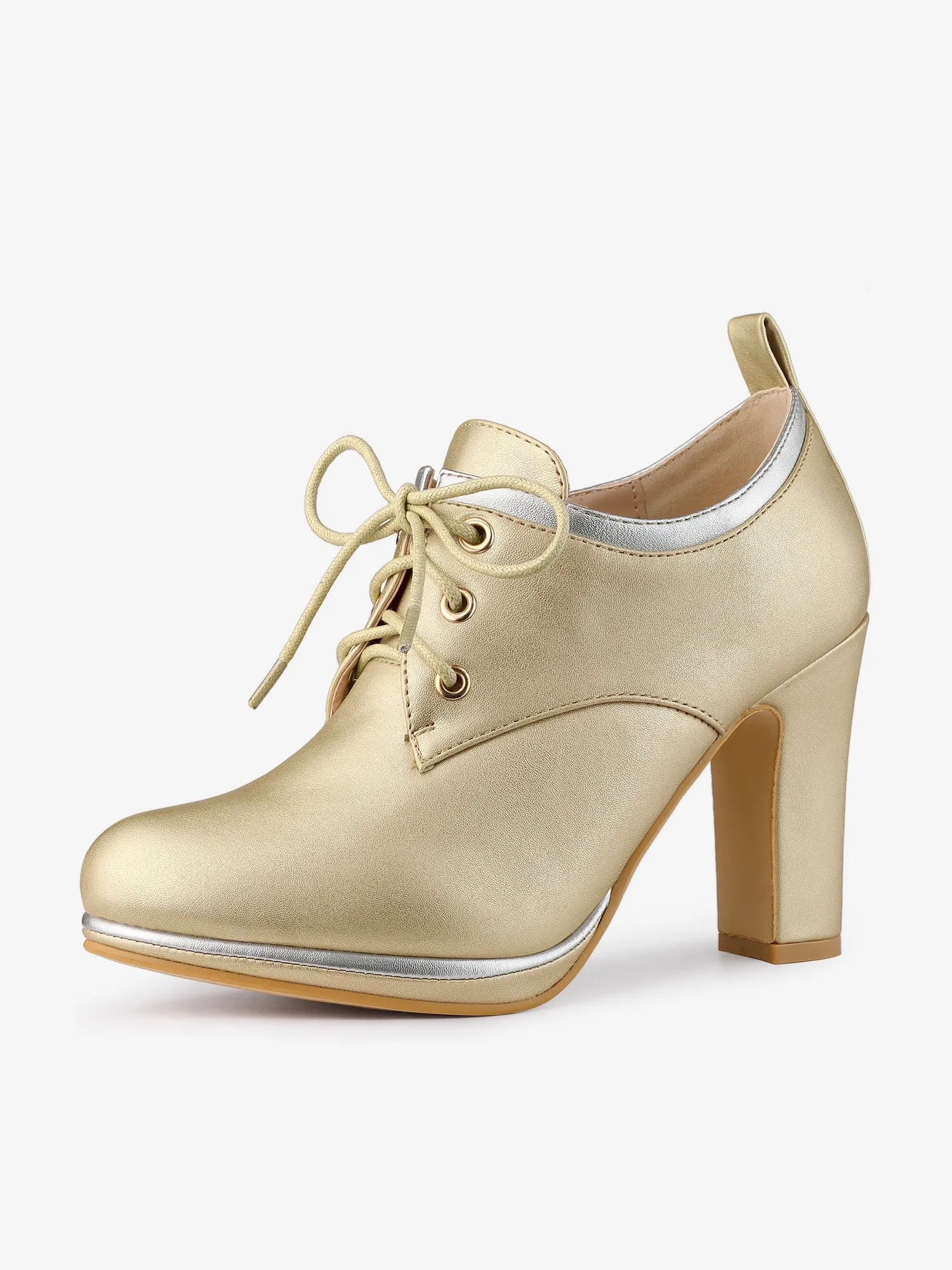 Faux Leather Platform Lace Up Chunky Heel Ankle Boots