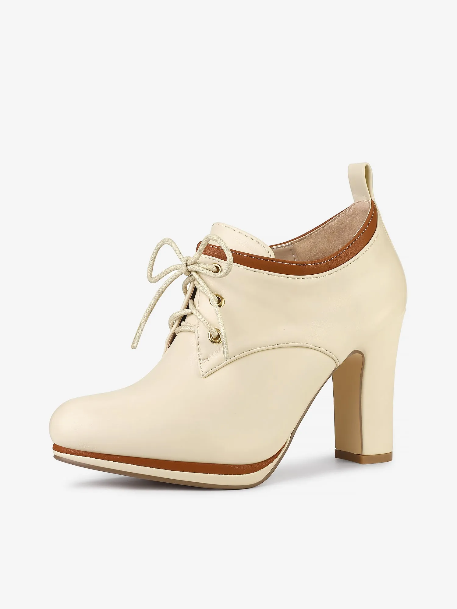 Faux Leather Platform Lace Up Chunky Heel Ankle Boots