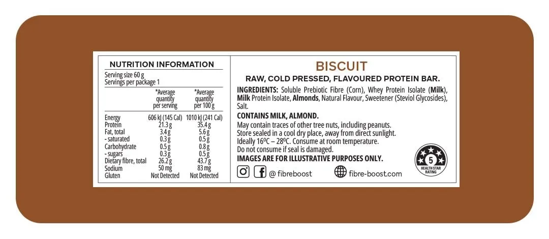 Fibre Boost Cold pressed protein bar - Biscuit