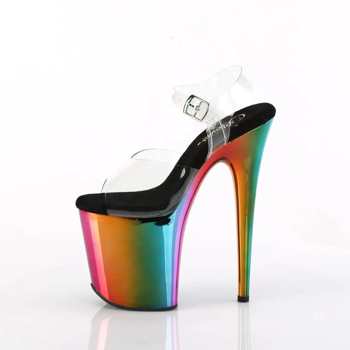 FLAMINGO-808RC Clear & Multi Colour Ankle Peep Toe High Heel
