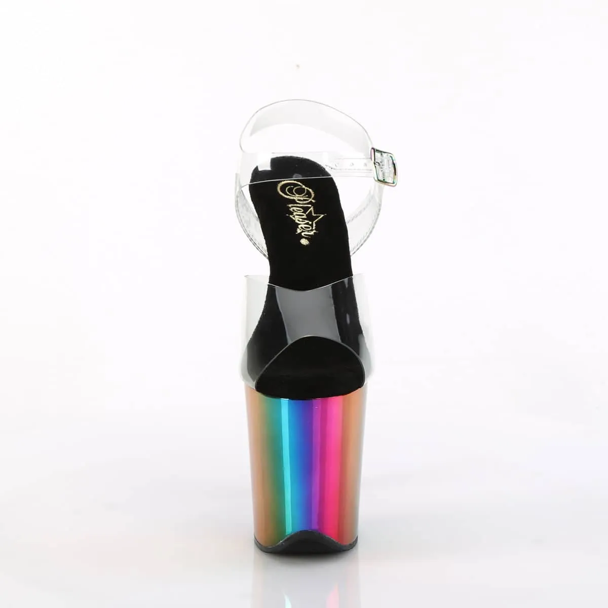 FLAMINGO-808RC Clear & Multi Colour Ankle Peep Toe High Heel