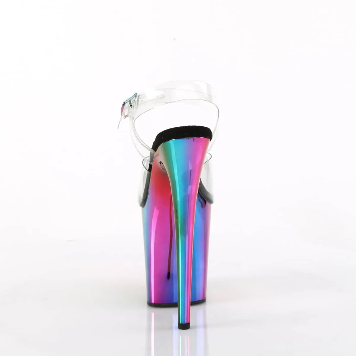 FLAMINGO-808RC Clear & Multi Colour Ankle Peep Toe High Heel
