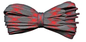 Flat Hiking boot Laces Grey and Red design