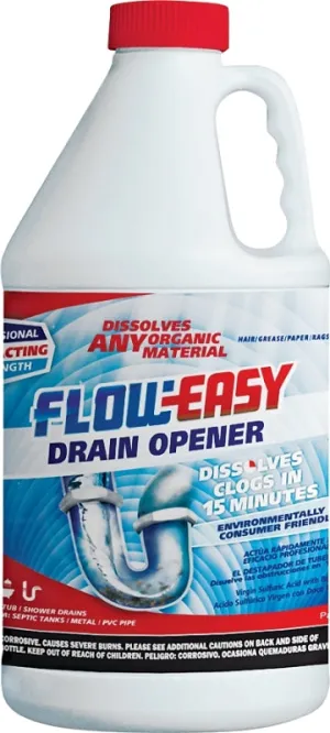 Flow-Easy FE64 Drain Opener, Oily Liquid, Dark Brown, Odorless, 0.5 gal, Bottle :1/2GL: QUANTITY: 4