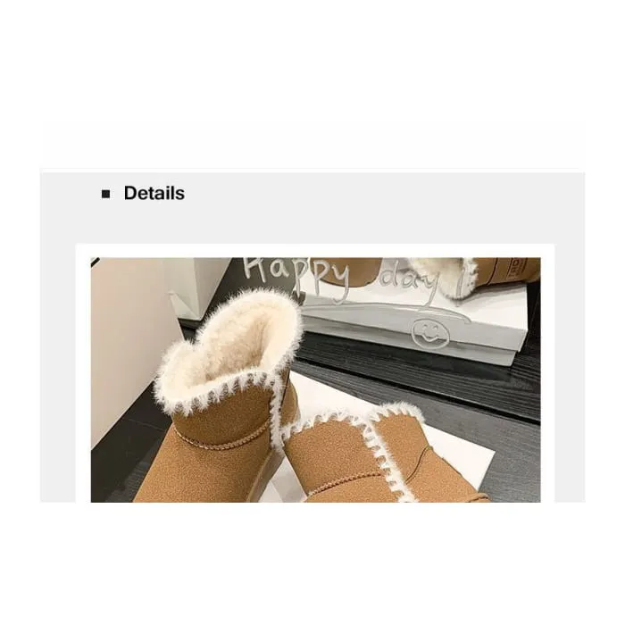 Fluffy Trim Platform Ankle Boots