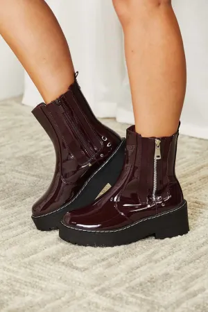 Forever Link Side Zip Wine Women's Platform Boots