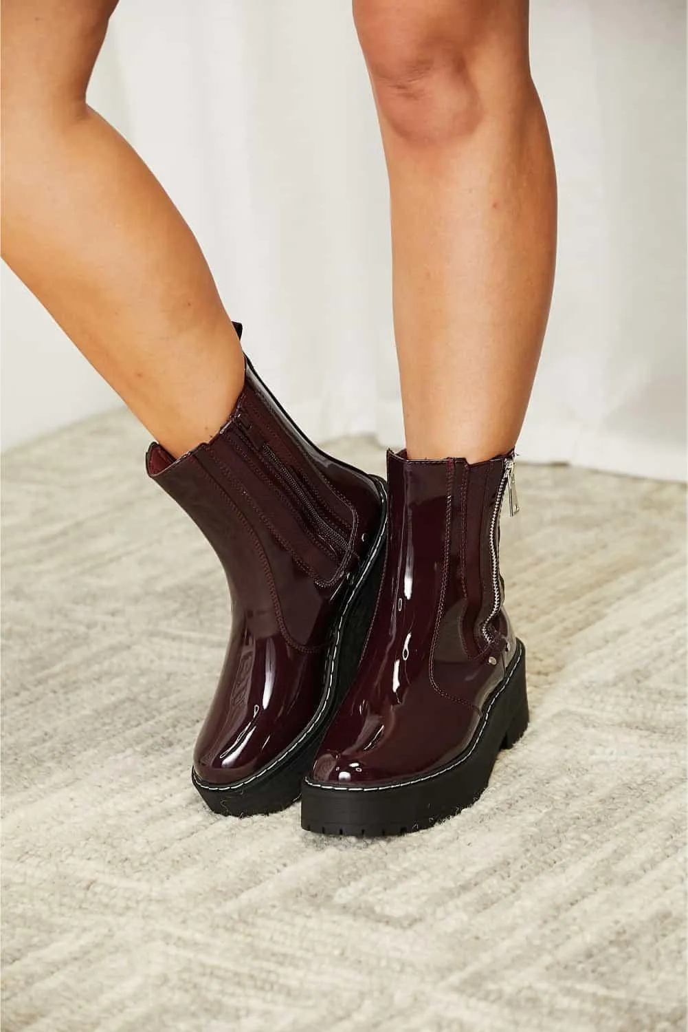 Forever Link Side Zip Wine Women's Platform Boots