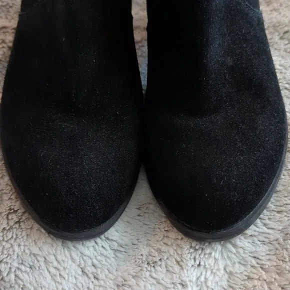 Franco Sarto Womens Yogi Black Suede Metallic Heel Ankle Boots Side Zip Size 7