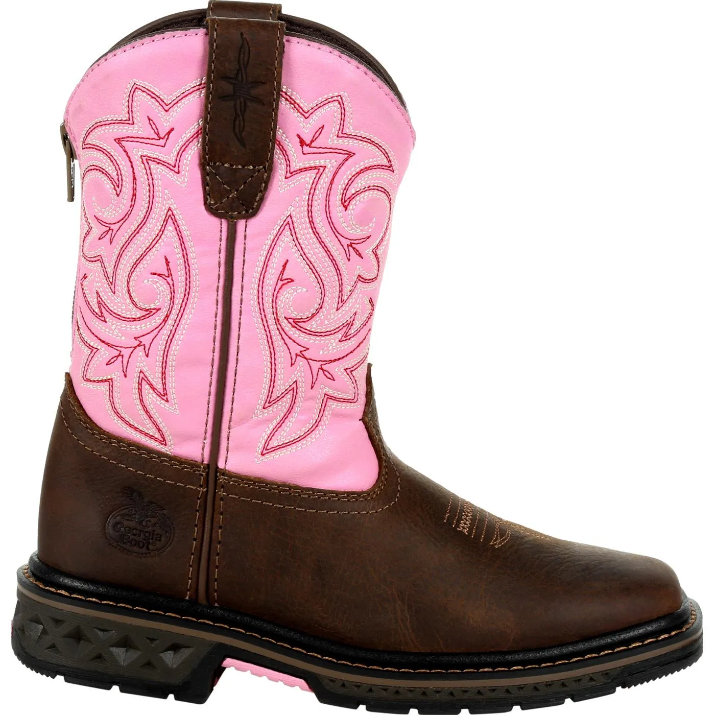 Georgia | Little Kid's Boot Carbo-Tec LT Pull On Boot | Brown / Pink