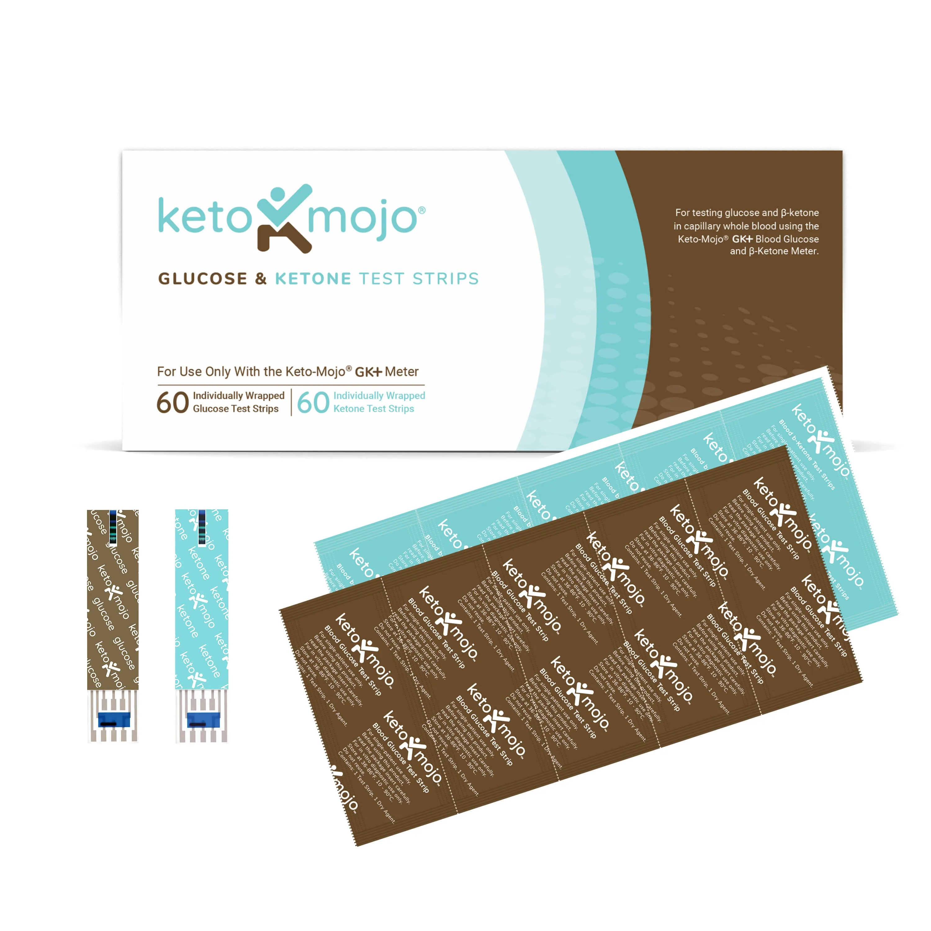 GK  COMBO Test Strips (60 Glucose & 60 Ketone)