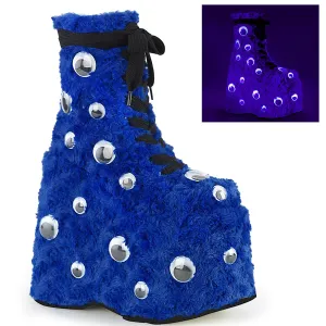 Googly Eyes Fur Boots Blue