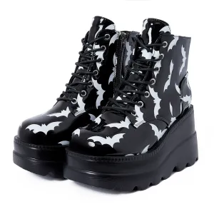 Gothic Bat Lover Platform Ankle Boots