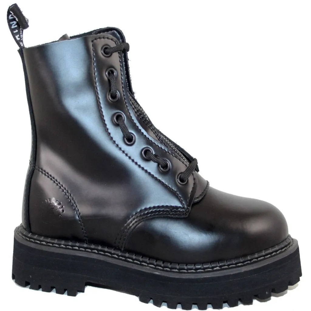 Grinders Zip And Lace Smooth Leather Women's Ankle Boots