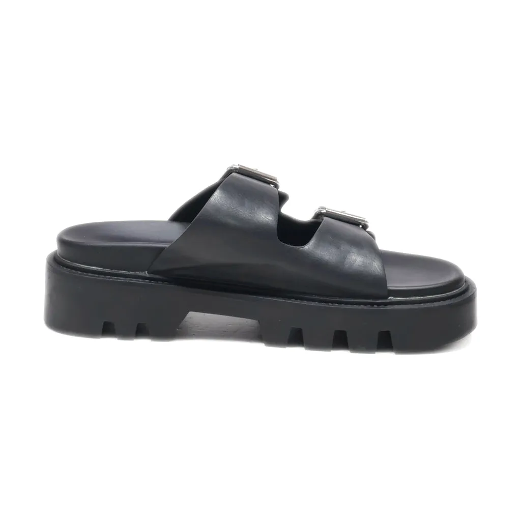 H&M Platform Sandals Leather Black Colour For Women