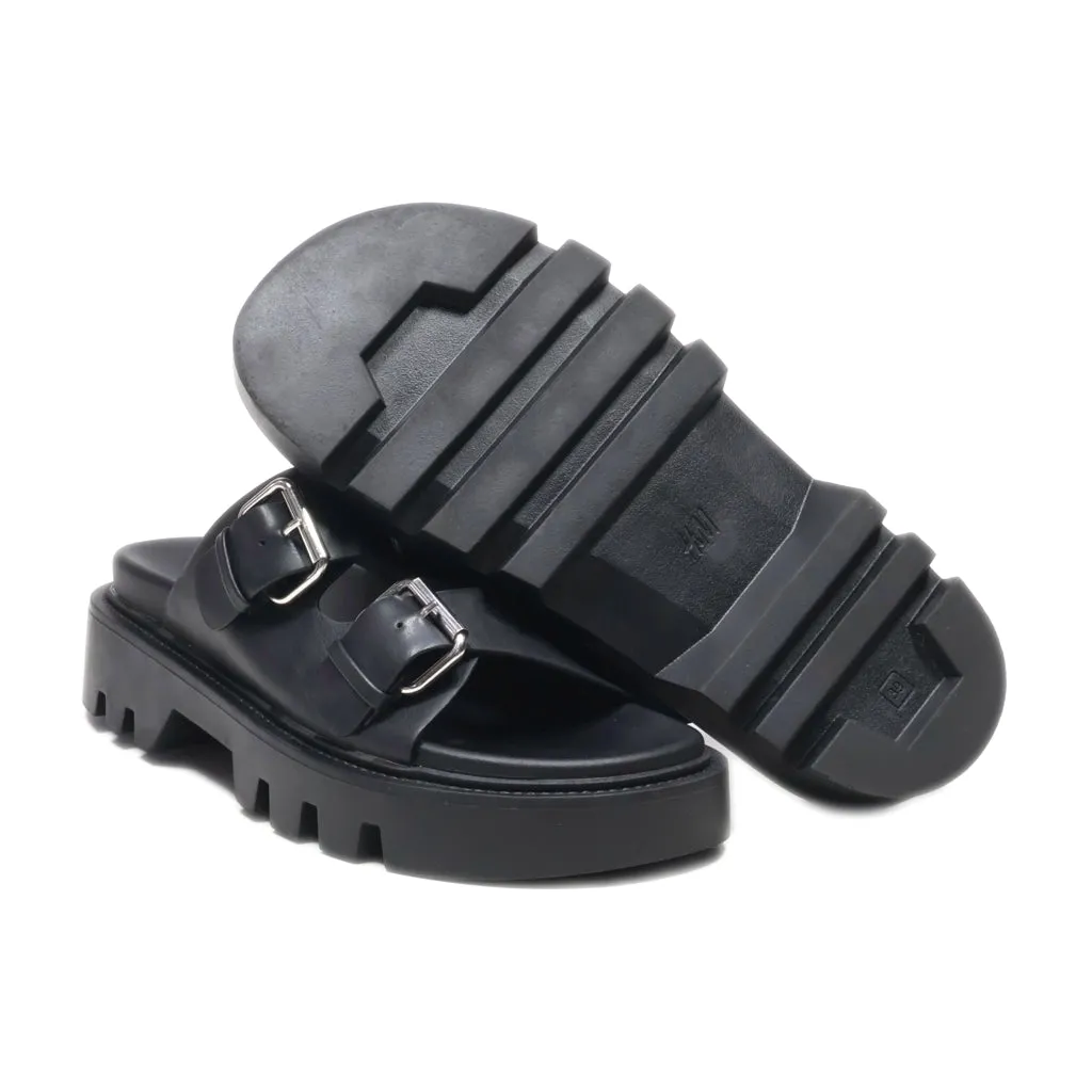 H&M Platform Sandals Leather Black Colour For Women