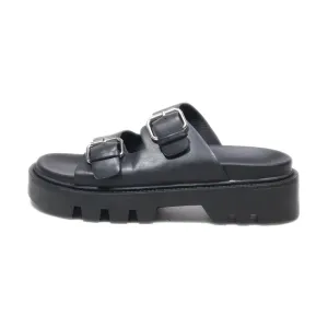 H&M Platform Sandals Leather Black Colour For Women