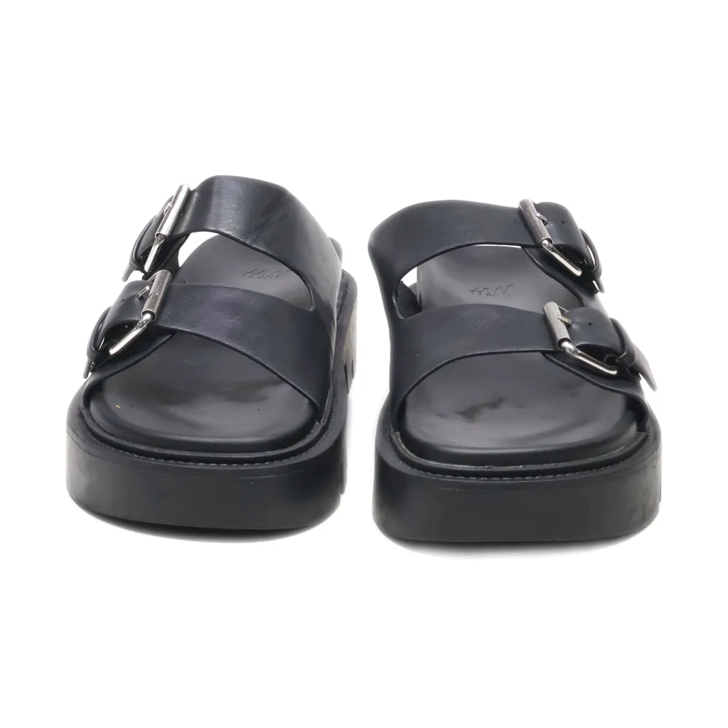 H&M Platform Sandals Leather Black Colour For Women