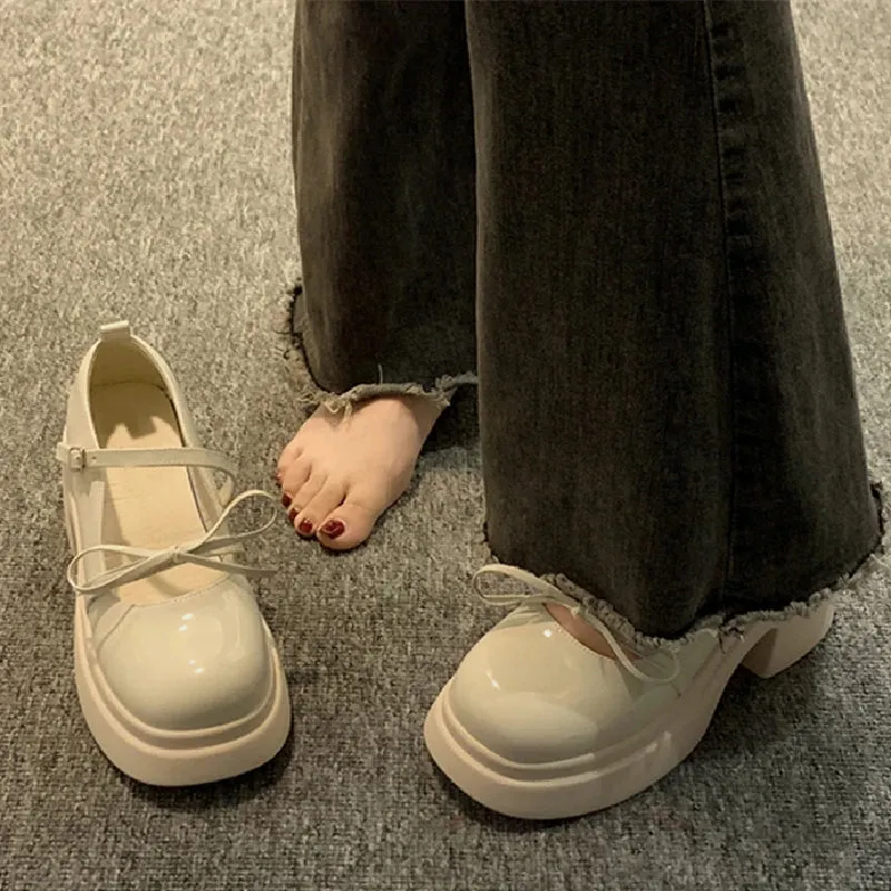 Hnzxzm Genuine Leather Mary Jane Lolita Shoes Japanese Students JK Female High Heel Uniform College Girl Shoes Platform Kawaii Loli