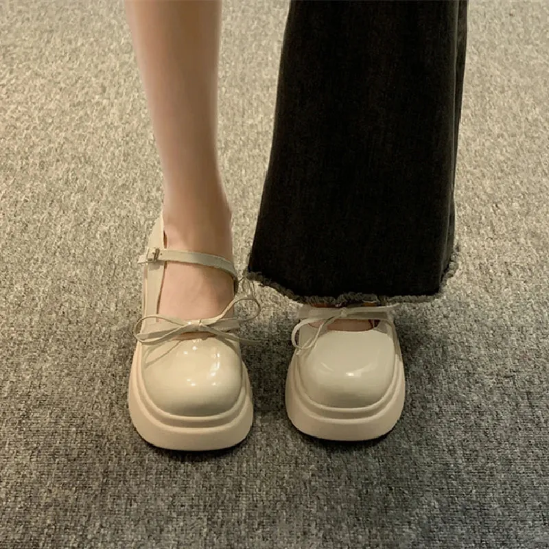 Hnzxzm Genuine Leather Mary Jane Lolita Shoes Japanese Students JK Female High Heel Uniform College Girl Shoes Platform Kawaii Loli