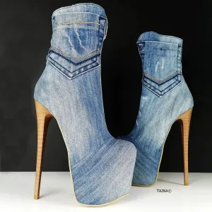 Ice Jean High Heel Boots